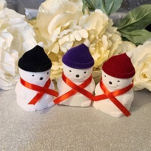 NWT Set of 3 Velvet Snowman Jewelry Gift Box